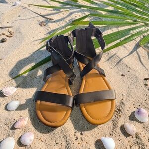 Torrid Black and Tan Strappy Sandals